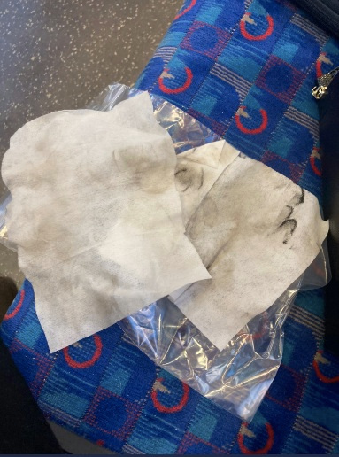 Commuter shows how filthy Tube is with wet wipes despite Sadiq Khan’s claims carriages are regularly cleaned