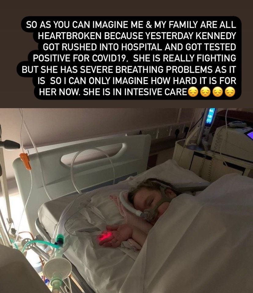 Towie’s Kelsey Stratford says her ‘hero’ sister, eight, is ‘fighting hard’ against ‘evil’ Covid as she updates fans
