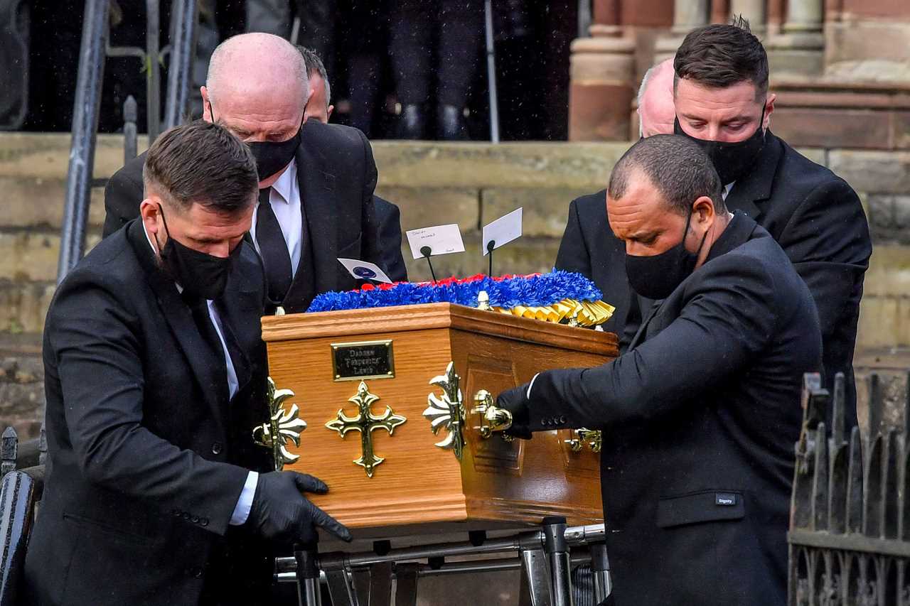Mourners gather for funeral of mum, 74, and two sons, 44 and 42, who all died of Covid within five days of each other