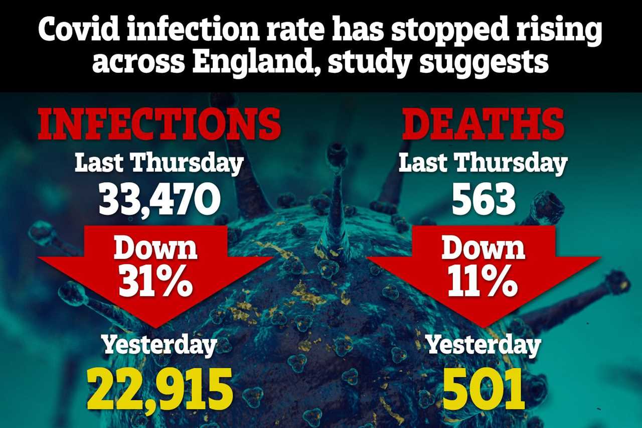 Covid infection rate has stopped rising across England and may be falling in the North, study suggests