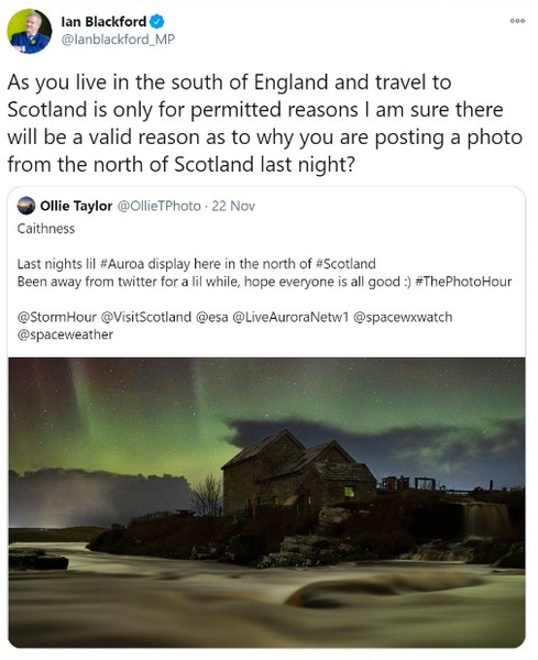 The SNP Westminster leader deleted this tweet after it was pointed out that the snapper now lived in the Highlands