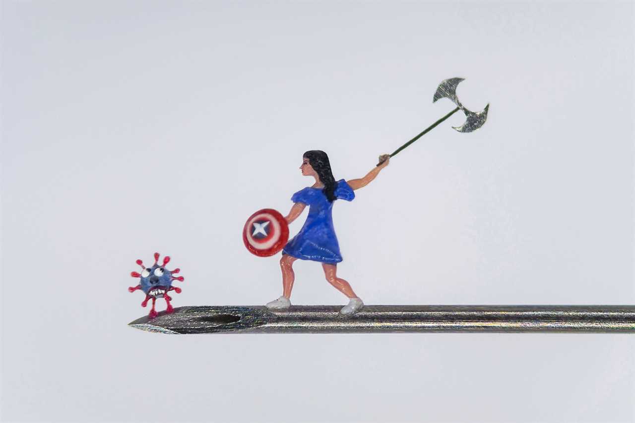 Tiny sculpture showing nurse fighting off coronavirus while waving NHS flag to be auctioned for charity