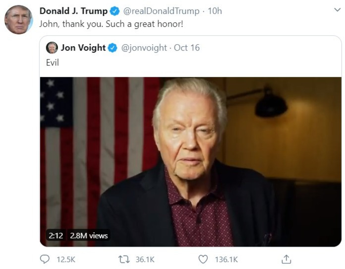 Jon Voight says Trump is ‘the only man who can save’ America and warns of ‘great danger’ under Biden administration