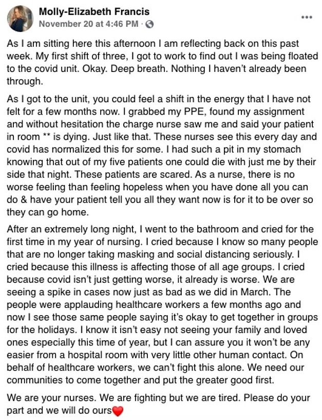 Desperate Covid nurse begs families not to see each other at Christmas as hospitals reach breaking point across America