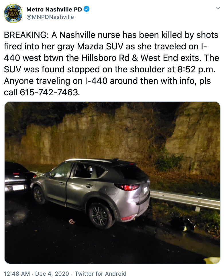 ‘Dedicated’ Nashville nurse, 26, on frontline of Covid crisis shot dead as she drove to ICU with killer at large