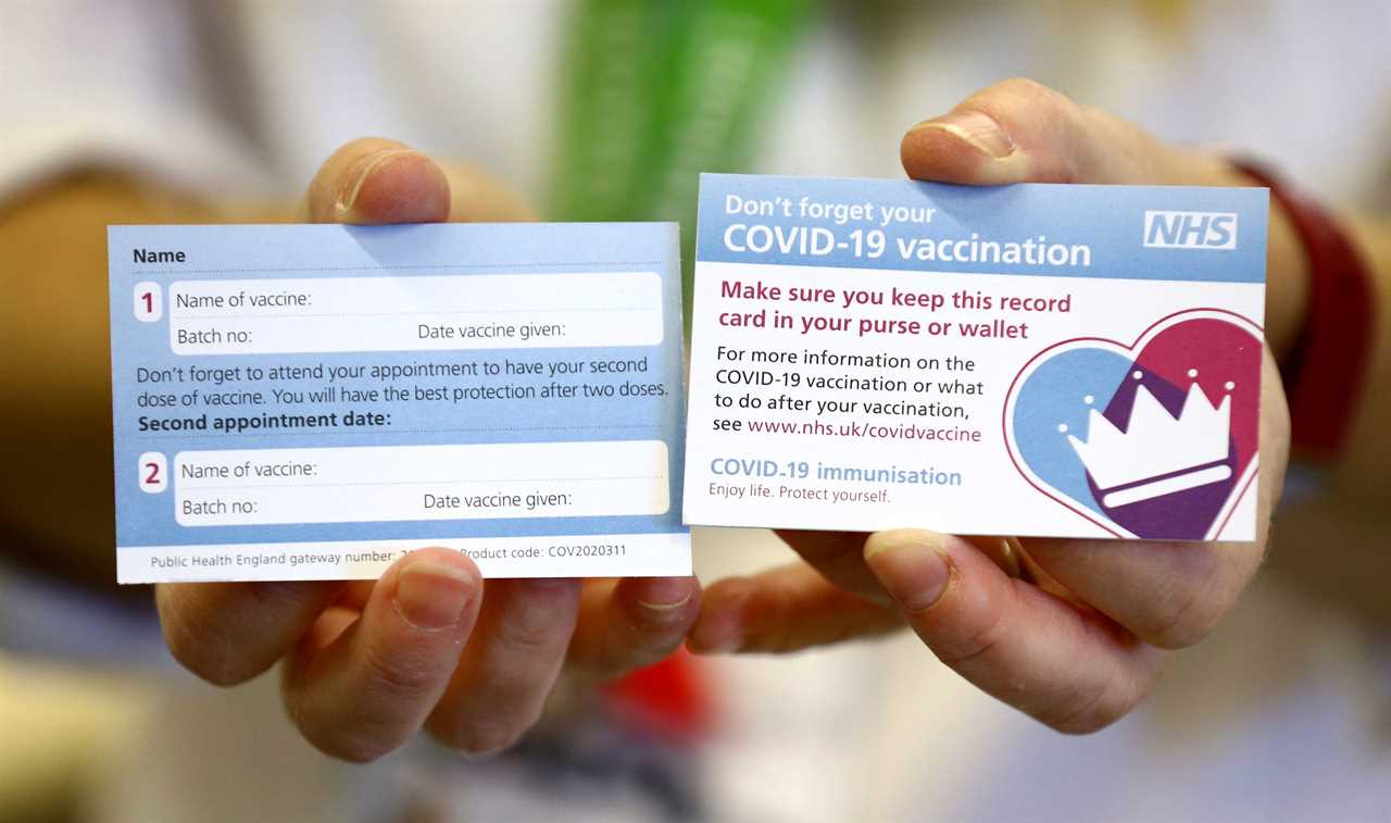 Covid ID cards will be handed to every Brit after they get  vaccinated