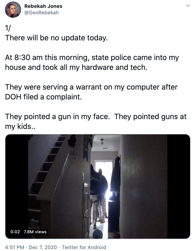 Armed cops storm home of fired data scientist suspected of hacking health dept site while her kids were inside