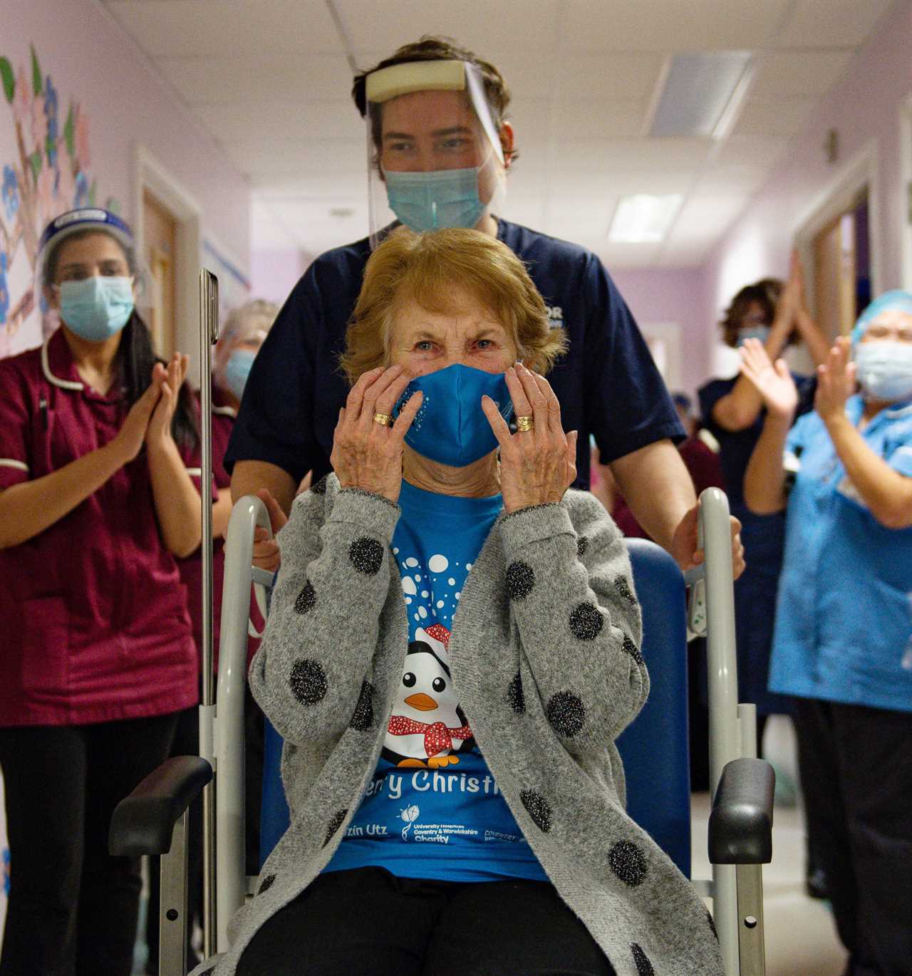 The 90-year-old, who is better known as Maggie, received a guard of honour from nurses after becoming the first Brit to get the Covid vaccine