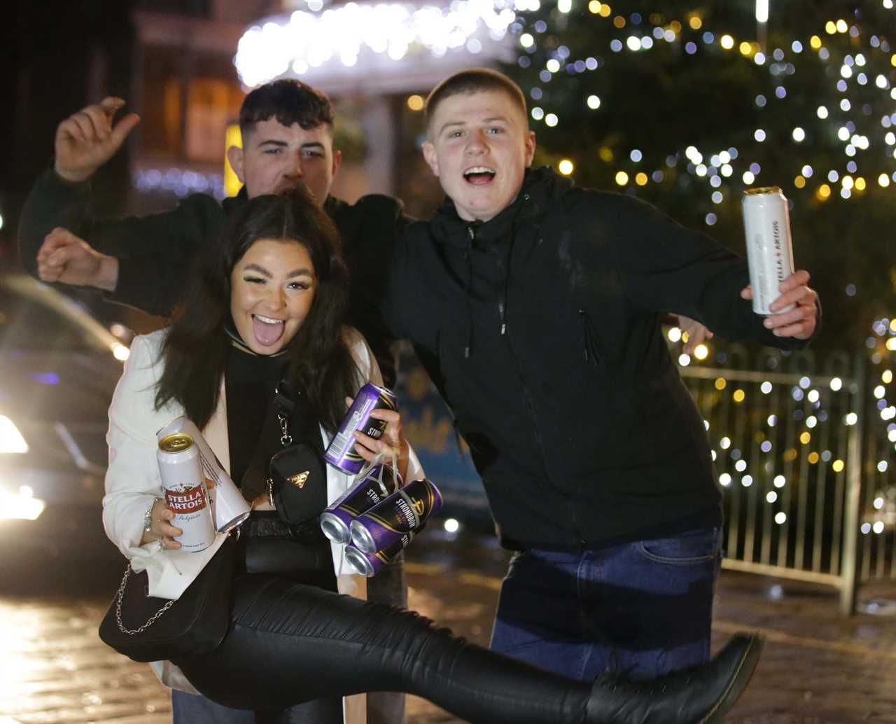 Boozy Brits dance in the street and enjoy merry night out in London and York