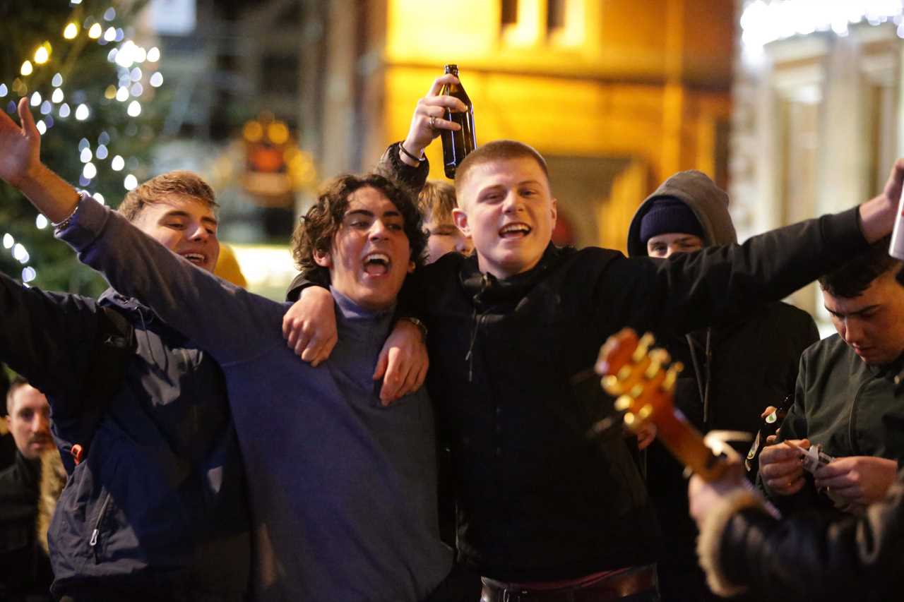 Boozy Brits dance in the street and enjoy merry night out in London and York