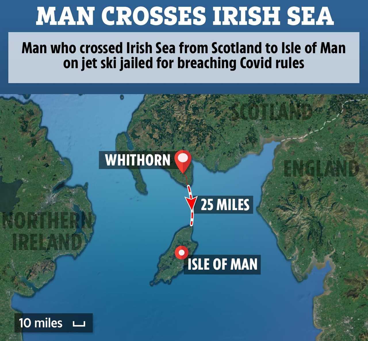 Moment Scots jet ski Romeo arrives on Isle of Man after 4.5hr journey to see girlfriend – with only 10 MINS of fuel left