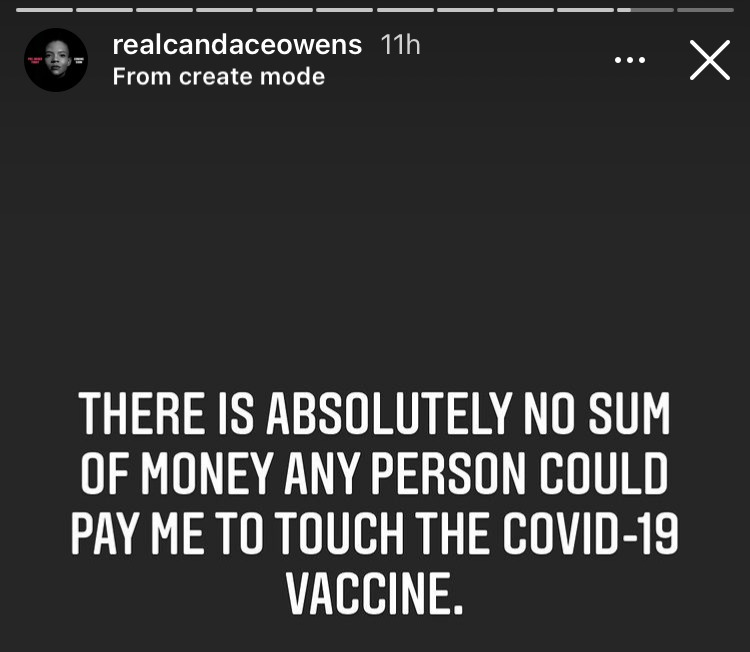 Candace Owens hits out at ‘EVIL multi-billion dollar Covid-19 ring’ and says she WON’T take vaccine