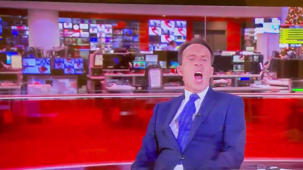 News presenter Ben Brown startled as camera catches him nodding off during bulletin leaving viewers in stitches