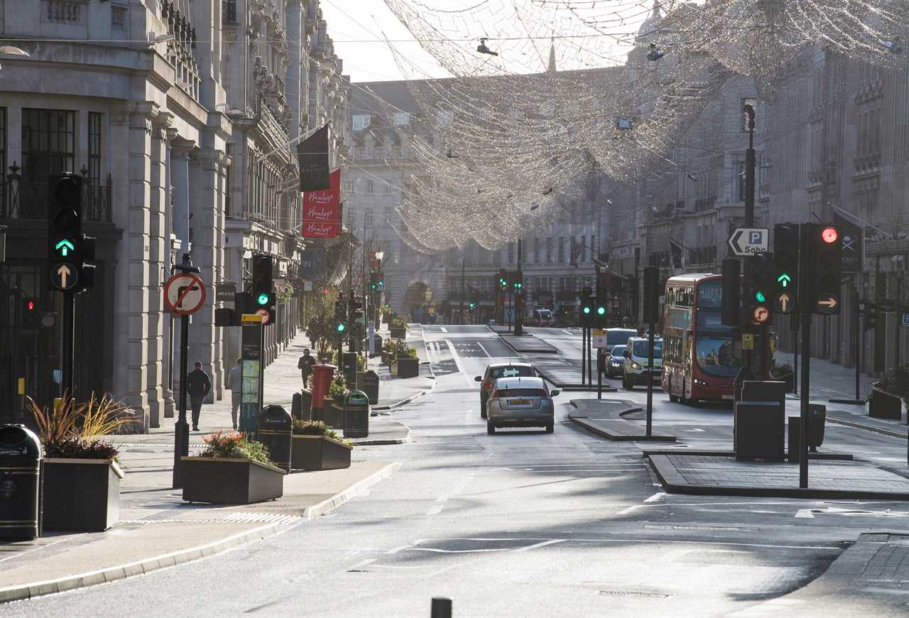 London streets deserted just 24 hours after being packed with Christmas shoppers as Tier 4 lockdown gets underway