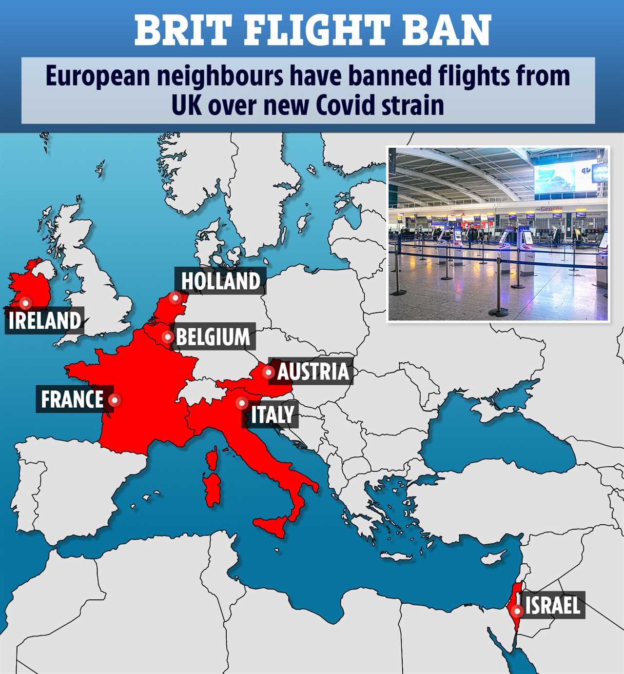 Britain faces vaccine & food delays as France BANS flights, ferries & trains travelling out of UK days before Christmas