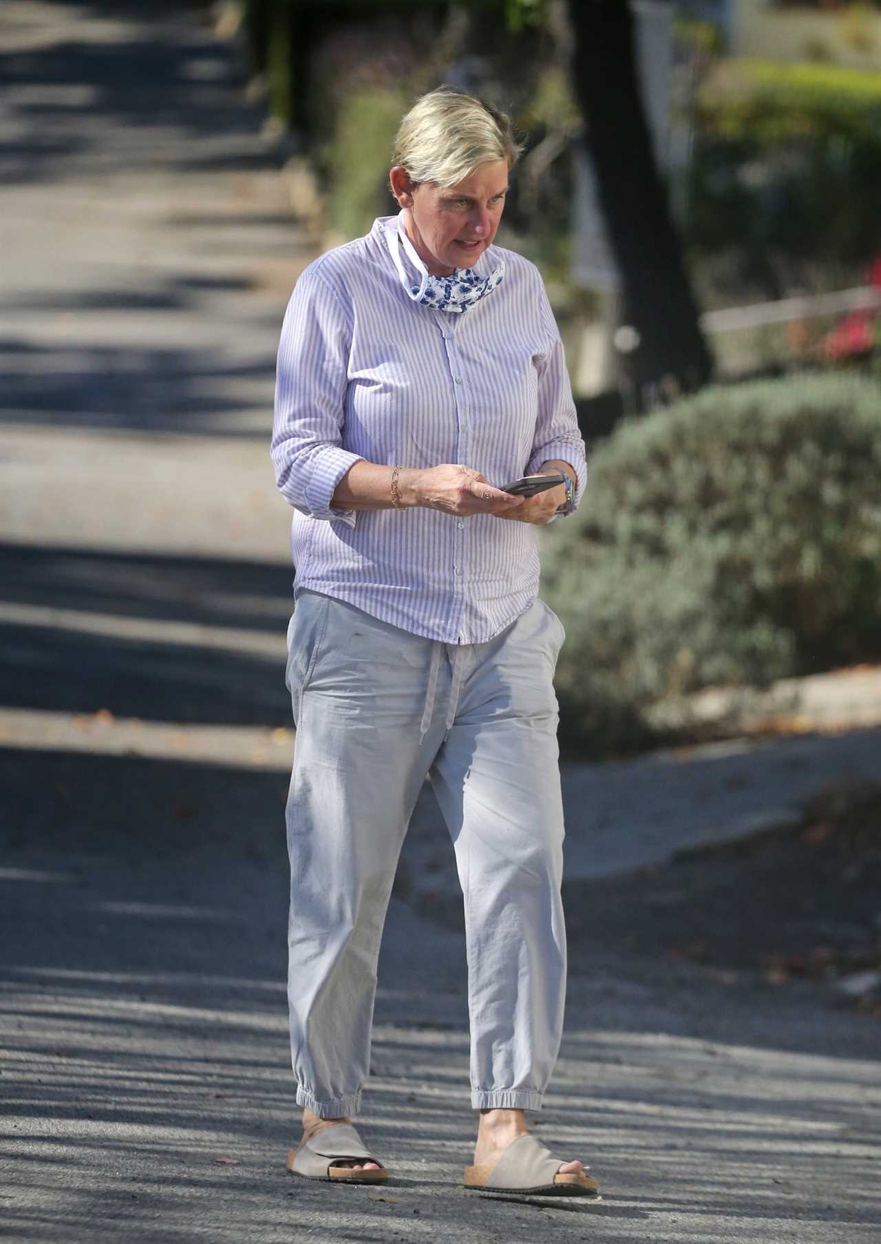 Ellen DeGeneres looks glum as she’s seen out for first time since recovering from ‘excruciating’ Covid-19