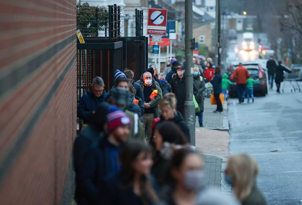 Panic-buying Brits snatch Yorkshire puddings out of trolleys as shoppers start to queue by 6am amid food shortage fears