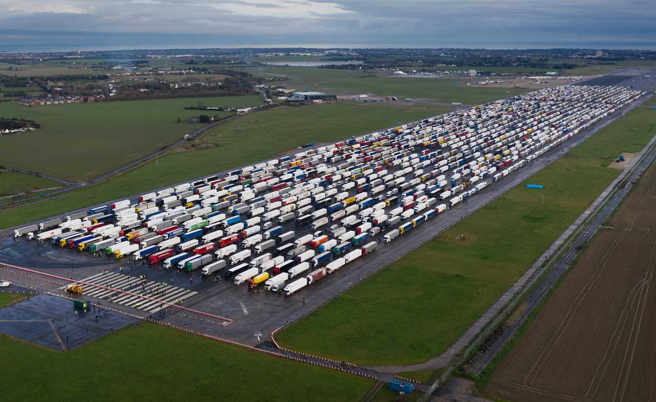 Hundreds of lorries trapped in Kent were forced to park at Manston airport to ease the chaos