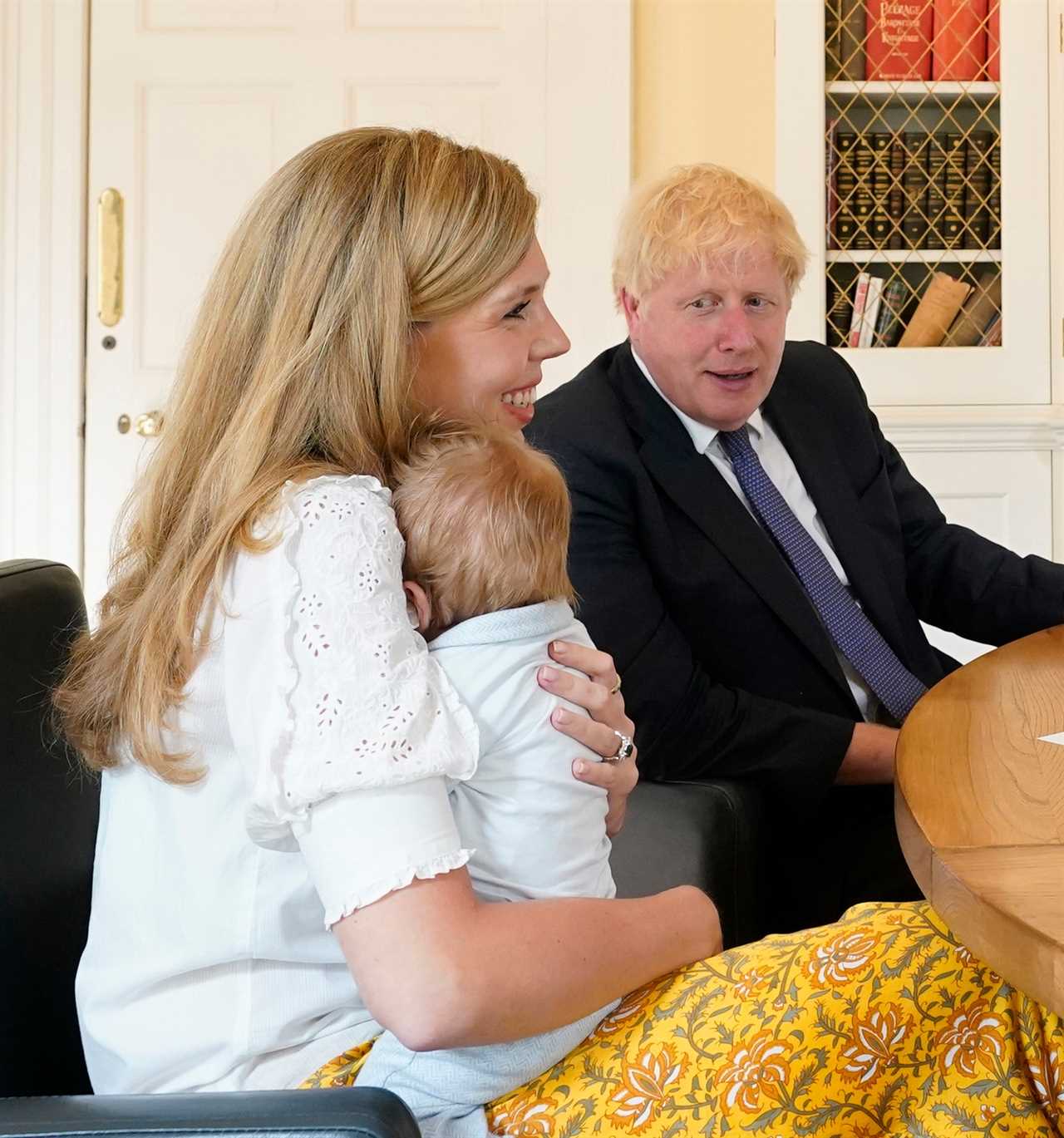 Boris looks on while taking part in the Zoom call from his Downing Street study with staff at University College London Hospitals