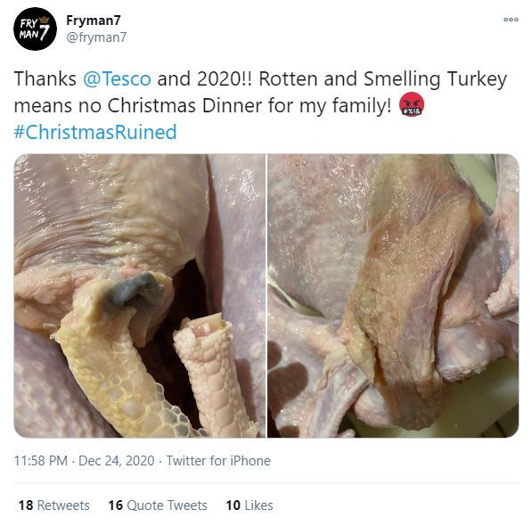 Woman who lost brother to Covid on Christmas Eve horrified to find turkey dinner had rotted