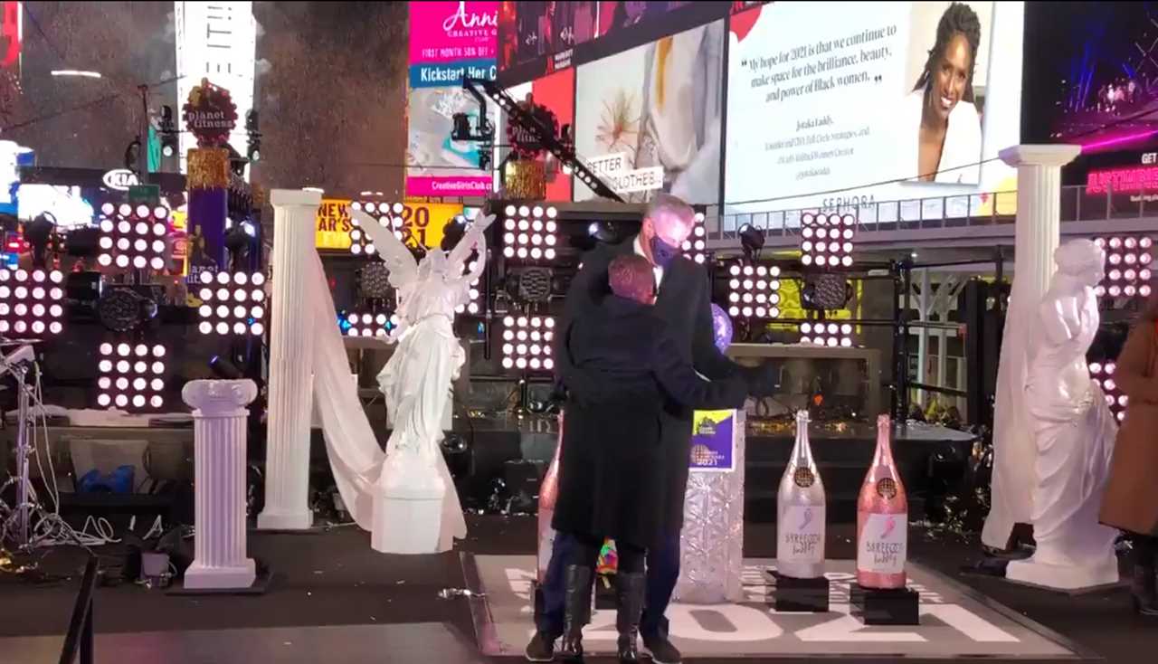 Bill de Blasio slammed for deserted Times Square dance as Covid-ravaged New Yorkers remain in lockdown