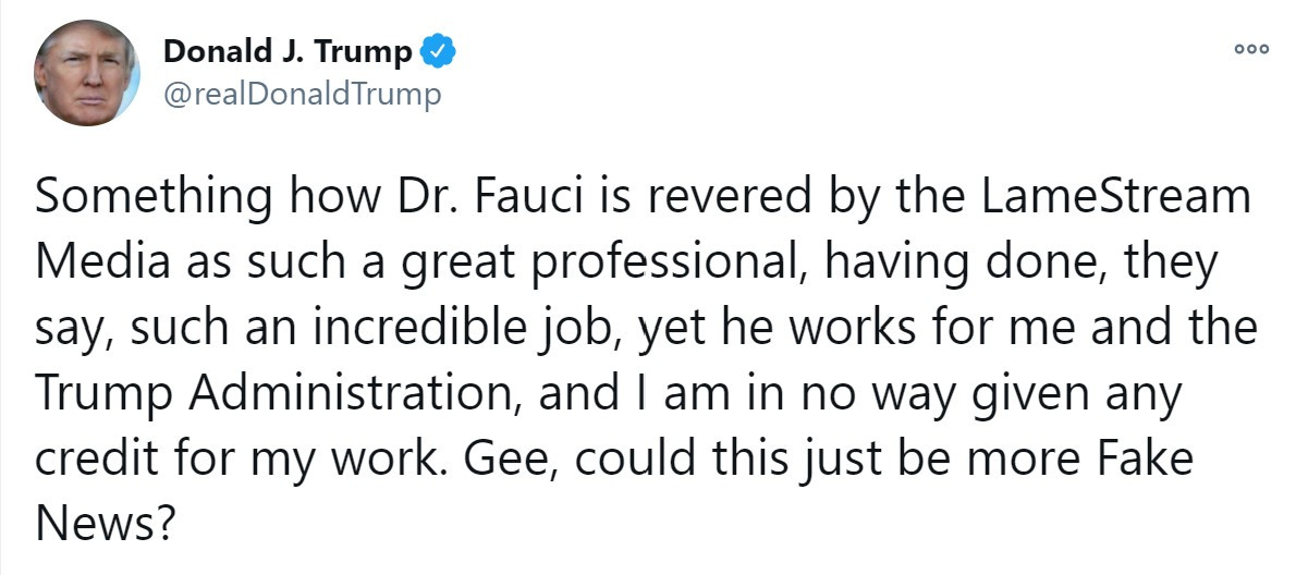 Trump fumes he gets no ‘credit for my work’ on Covid as ‘revered’ Fauci sinks Don’s ‘exaggerated’ death toll tweet on TV