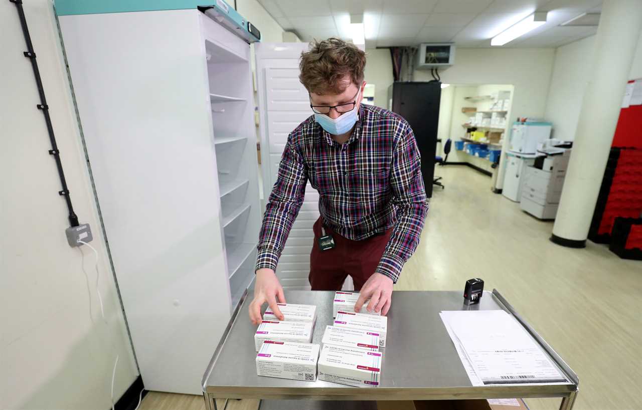 The Oxford University/AstraZeneca vaccine arrives at the Princess Royal Hospital in West Sussex