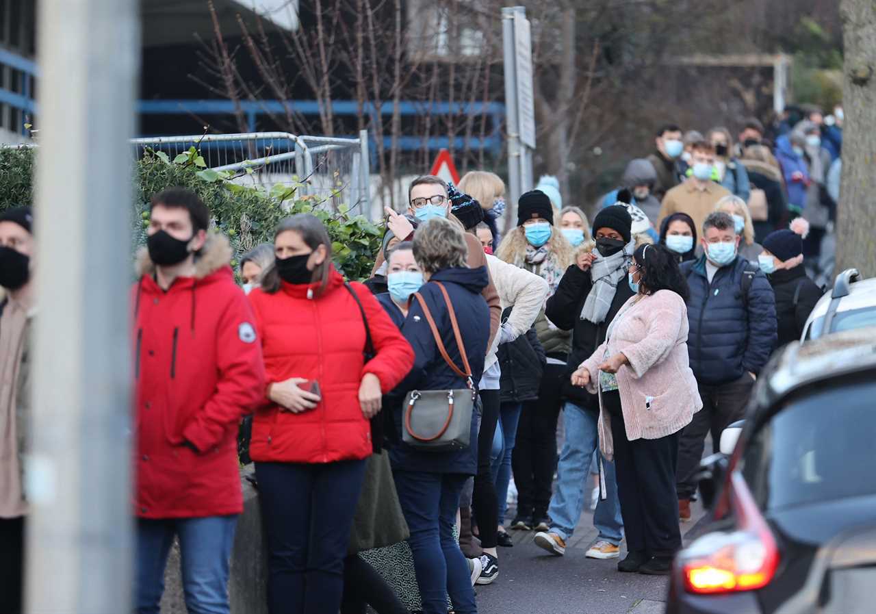 Key workers queued for the vaccine in Brighton