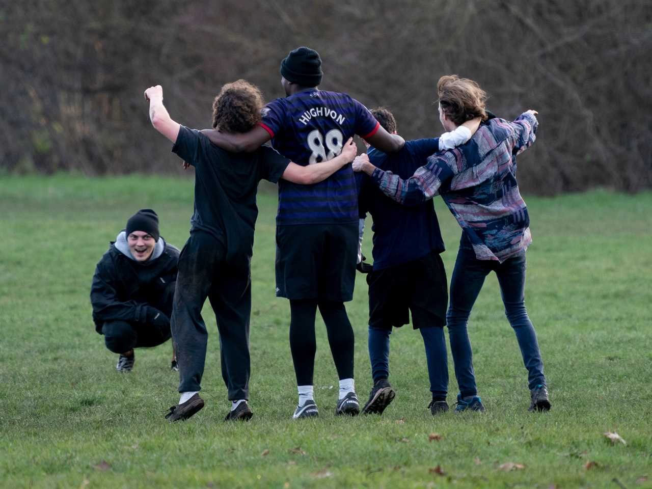 Group of eight pals flout Covid lockdown rules during football match in the park