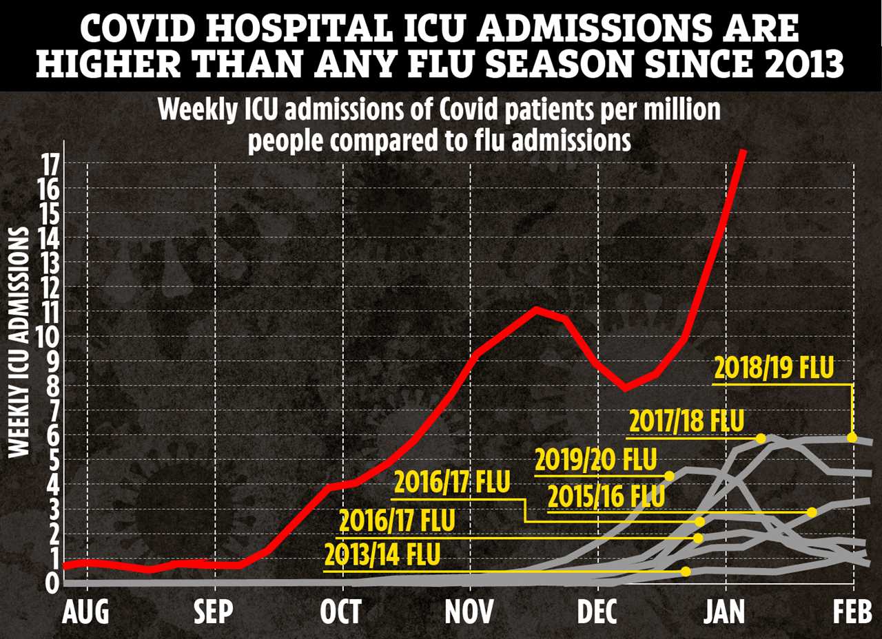 Hospitals swamped as 10,000 desperately ill Covid victims have been admitted since Christmas