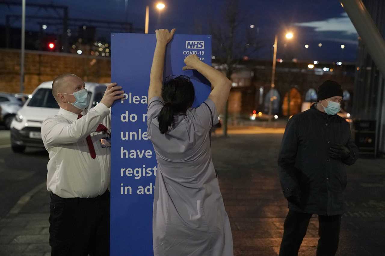 Mass vaccination centres hand first patients Covid vaccines as they could deliver jabs every 45 seconds