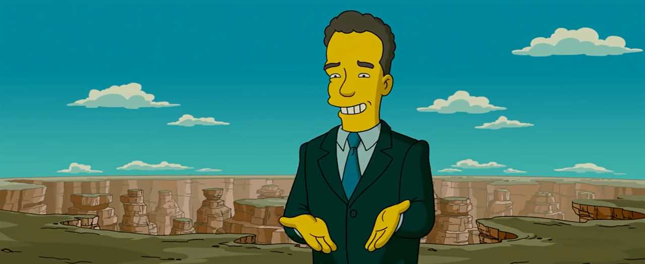 When was Tom Hanks featured on The Simpsons?