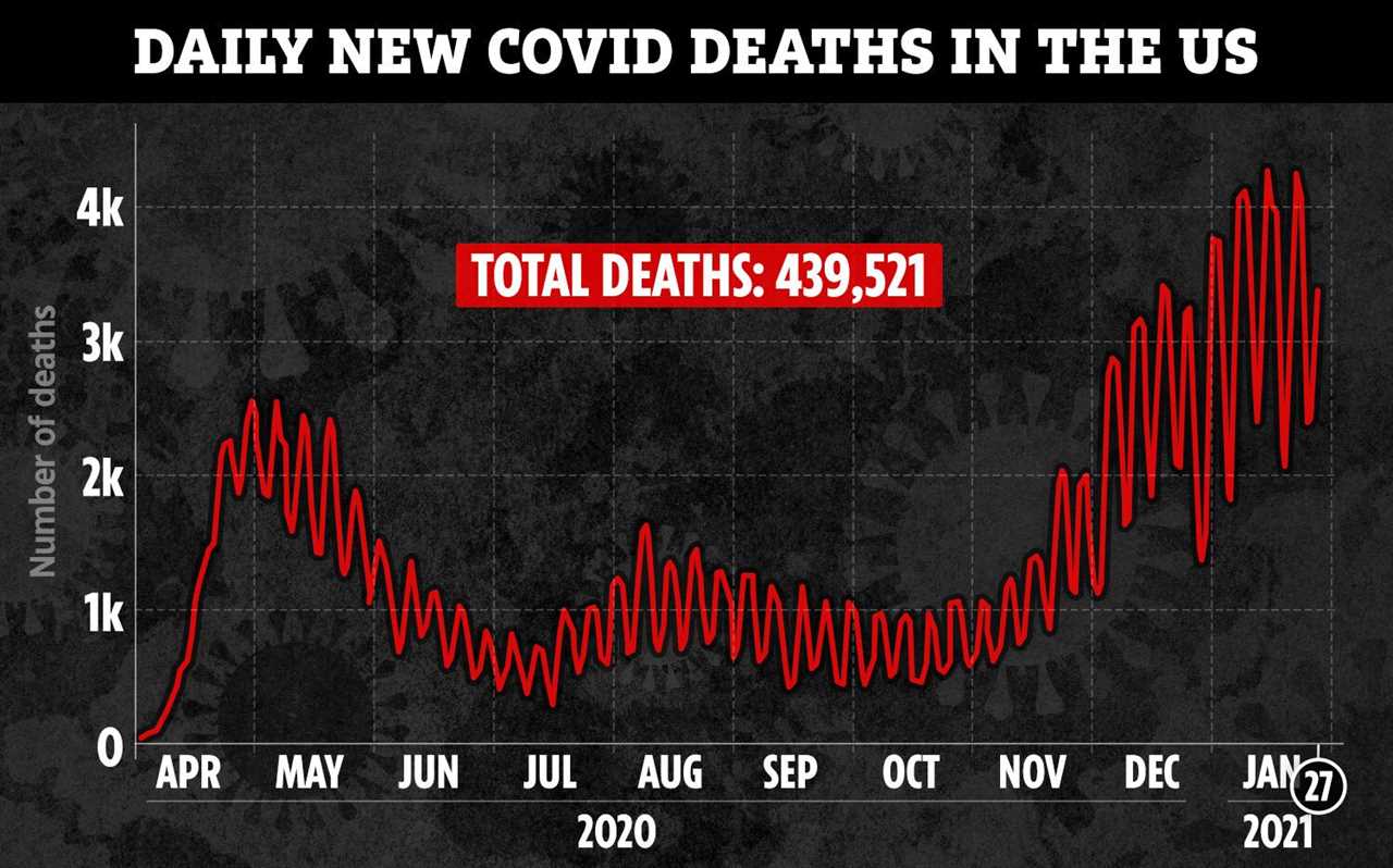 January becomes deadliest month of Covid pandemic in US with 4 DAYS still to go and 90,000 could die in next three weeks