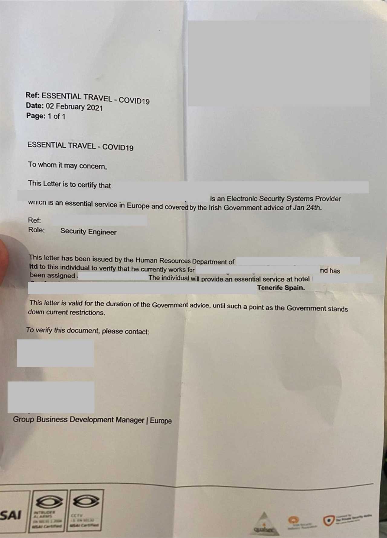 Sunseeker tries to use fake employer letter at airport as ‘reasonable excuse’ for Tenerife trip but is fined £438