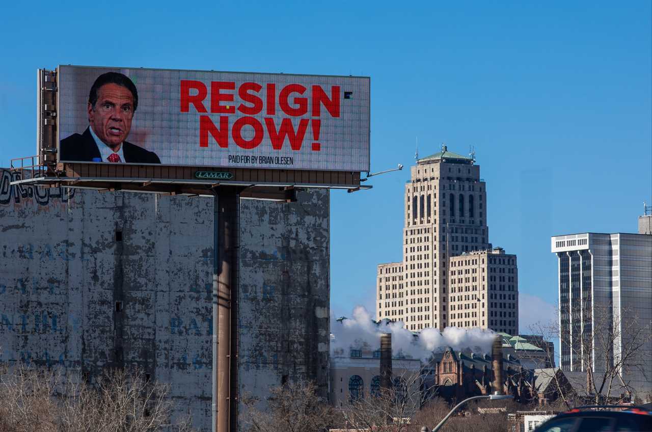 Billboard tells Cuomo ‘resign NOW!’ amid sexual harassment scandal as ‘creepy’ Gov is stripped of emergency Covid powers