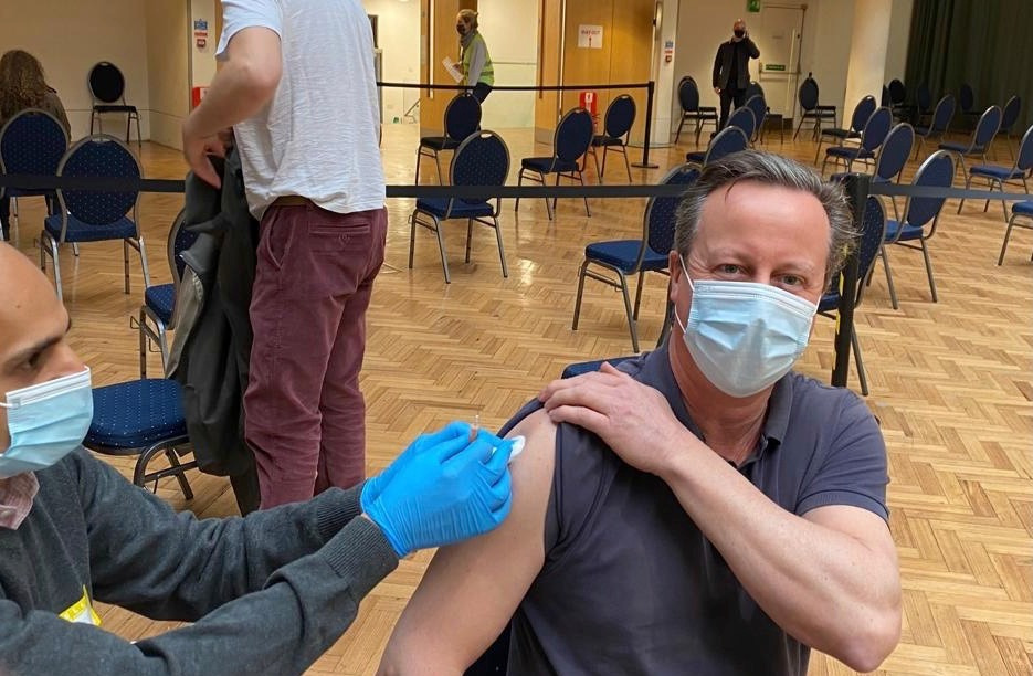 Ex-PM David Cameron receives first dose of Covid vaccine