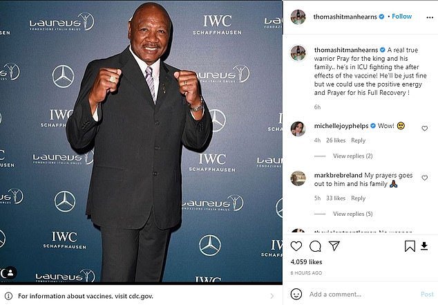 Anti-vaxxers use Marvin Hagler’s death to push agenda as rival Tommy Hearns claims icon was ‘in ICU after Covid vaccine’