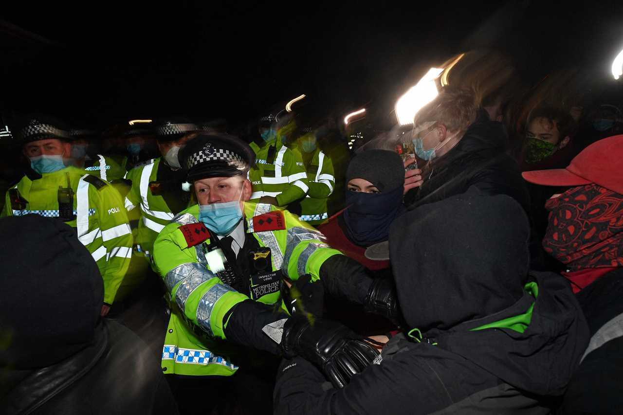 Cops clashed with the peaceful members of the public who had convened on the Common