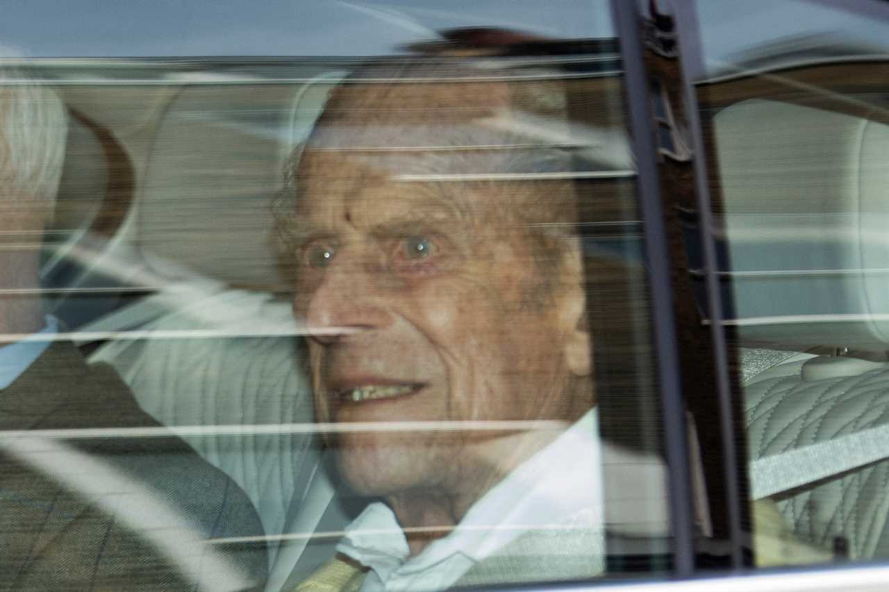 Prince Philip is pictured here for the last time - leaving hospital on March 16