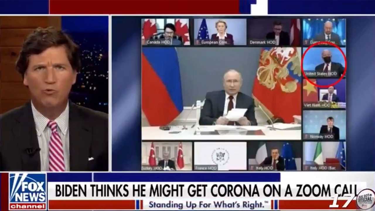 Tucker Carlson rips Biden for wearing mask on Zoom call as host suggest president is scared of ‘digital Covid’