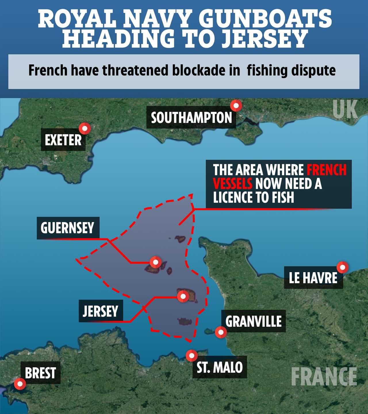 French Navy patrol boat races to Jersey as tensions rise after Royal Navy called to ‘act of war’ blockade by 100 ships