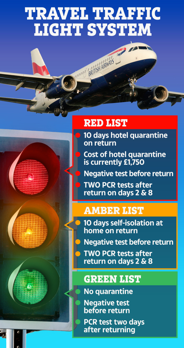 The government is expected to announce its traffic light system for travel on May 7