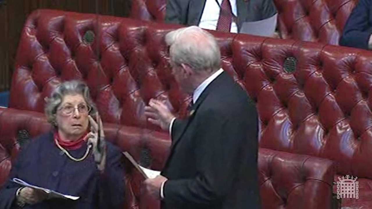 Baroness Trumpington became a household name after giving two fingers to a Tory peer