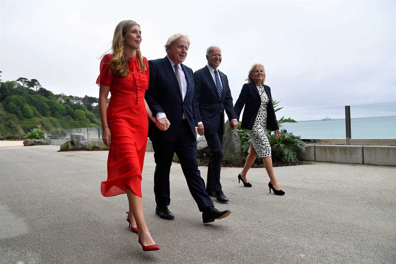 Joe Biden tells Boris Johnson ‘we both married above our station’ as they hit G7 summit with Carrie and Jill