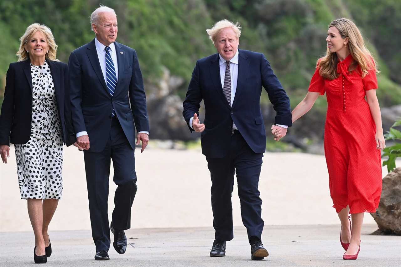 Joe Biden tells Boris Johnson ‘we both married above our station’ as they hit G7 summit with Carrie and Jill