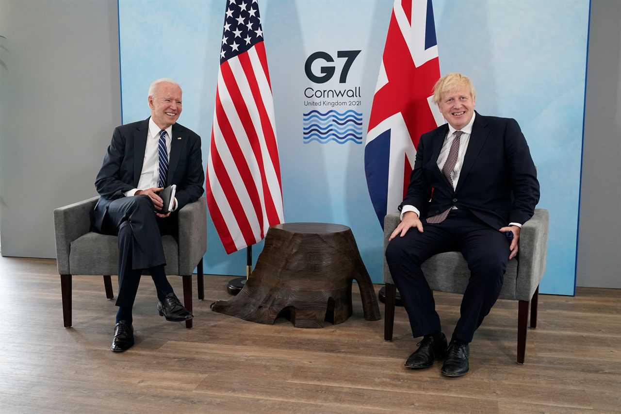 Joe Biden tells Boris Johnson ‘we both married above our station’ as they hit G7 summit with Carrie and Jill