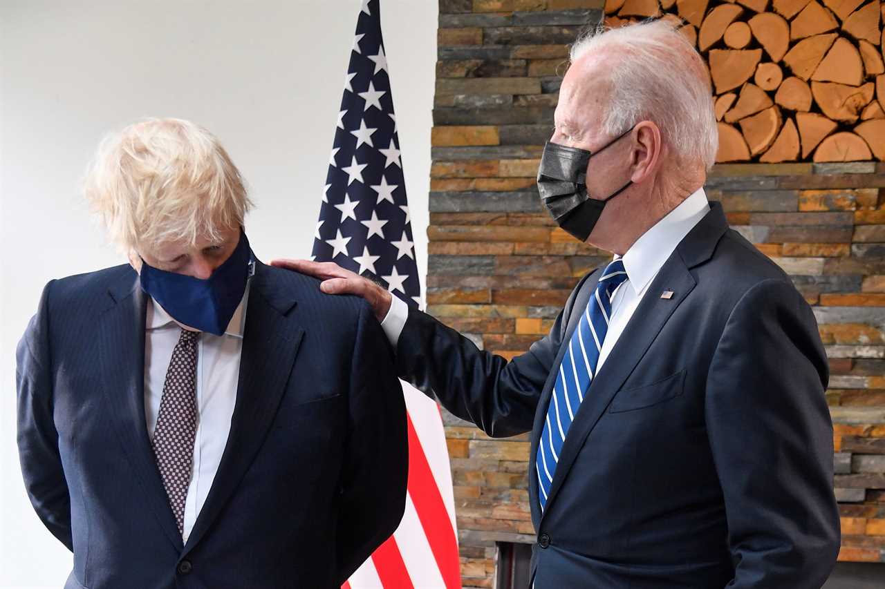 Joe Biden tells Boris Johnson ‘we both married above our station’ as they hit G7 summit with Carrie and Jill