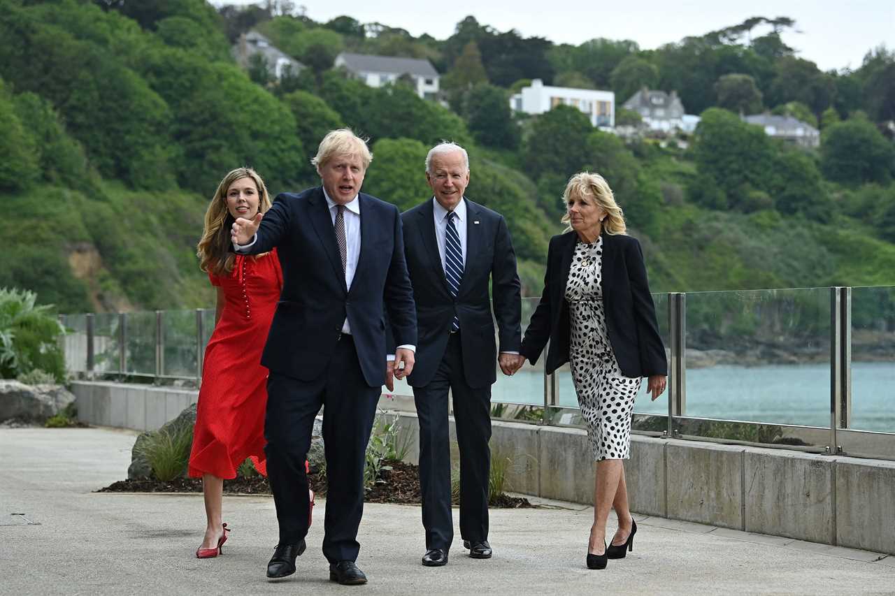 Joe Biden tells Boris Johnson ‘we both married above our station’ as they hit G7 summit with Carrie and Jill