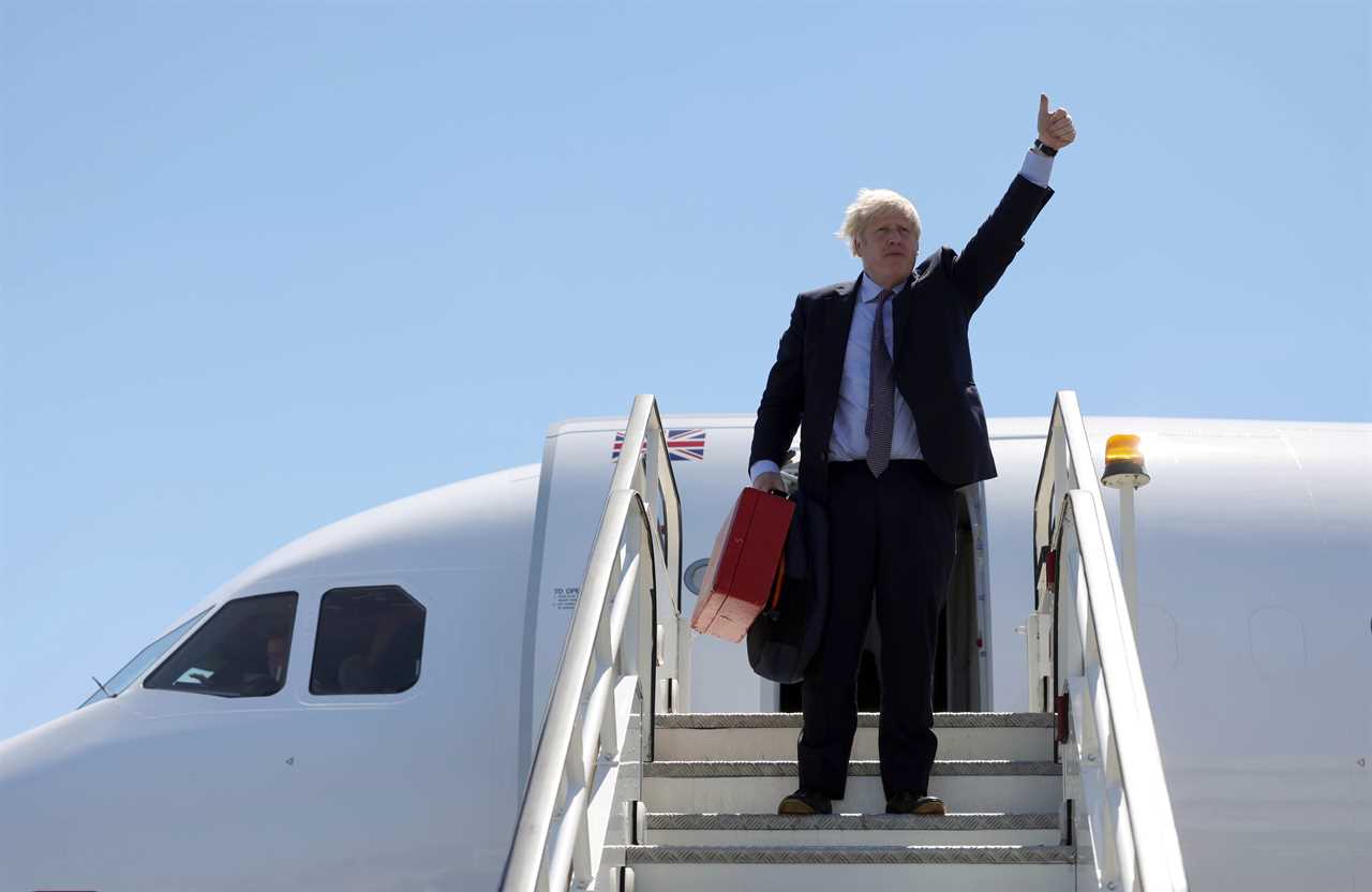 Boris Johnson faces flak for flying 250 miles in an RAF plane to the eco-themed G7 summit