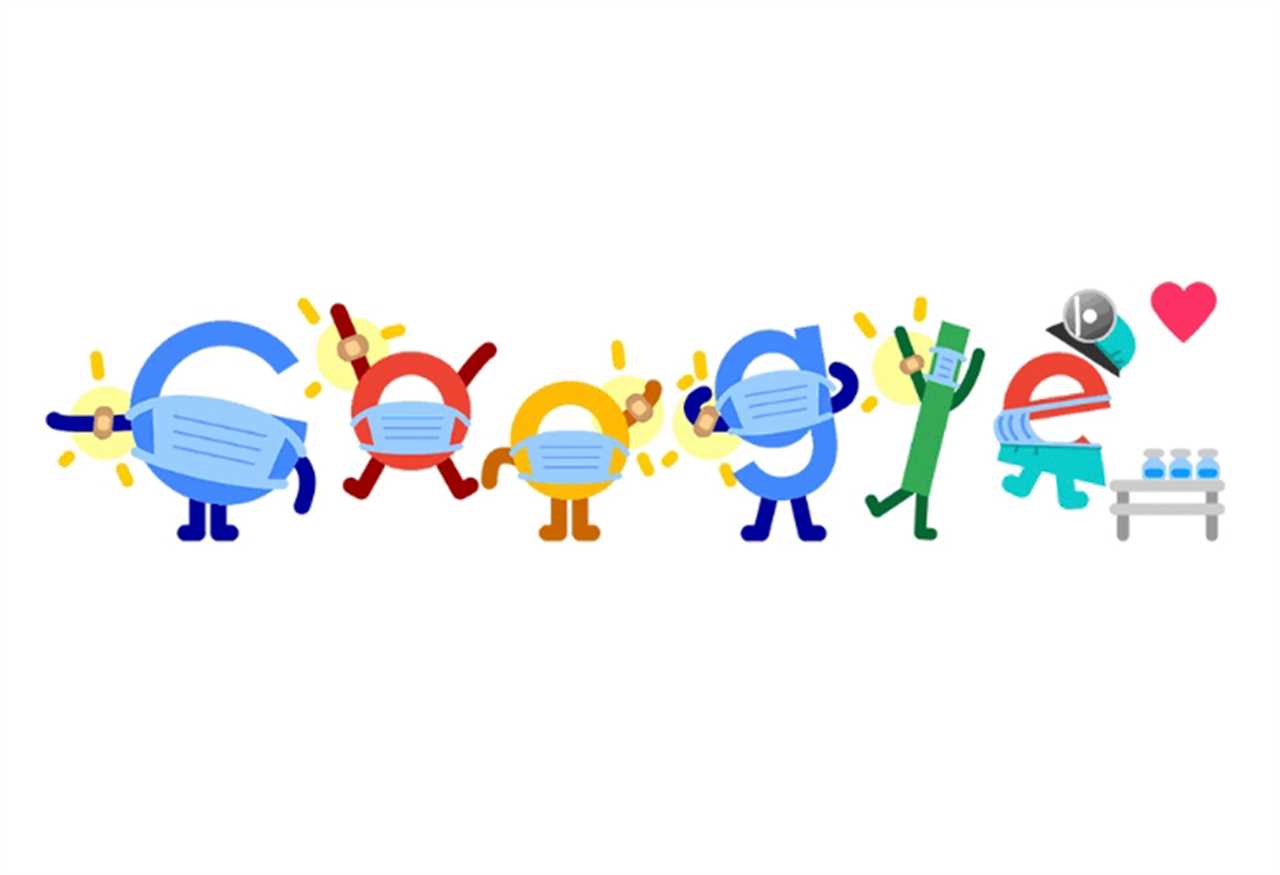 Today’s Google Doodle encourages people to get the Covid vaccine and wear a face mask to save lives